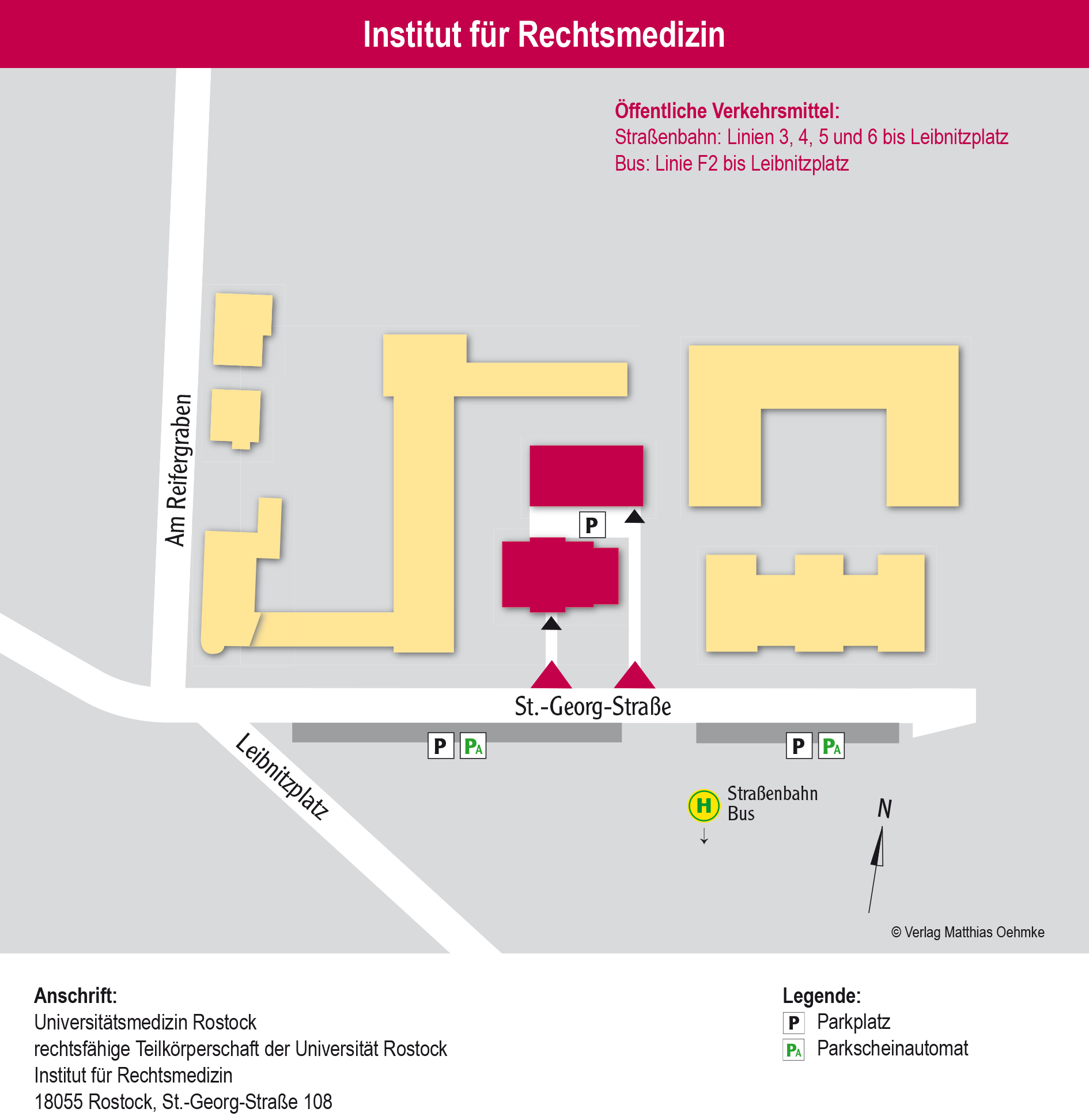 Lageplan Rechtsmedizin und Opferambulanz Universitätsmedizin Rostock