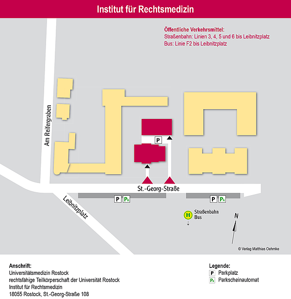 Lageplan Rechtsmedizin und Opferambulanz Universitätsmedizin Rostock